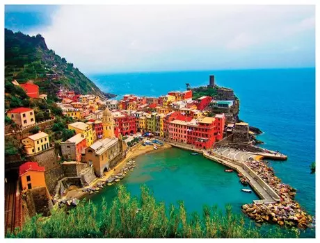 Картина стразами (Алмазная мозаика) 30х40 см, остров сокровищ "Прибрежный городок", на подрамнике, 662421