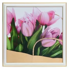 Картина "Тюльпаны" 25х25(28х28) см