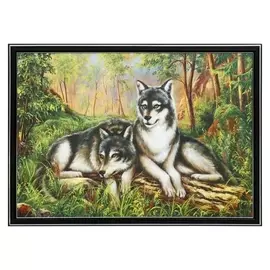 Картина "Волчья семья" 35х50(38х53) см