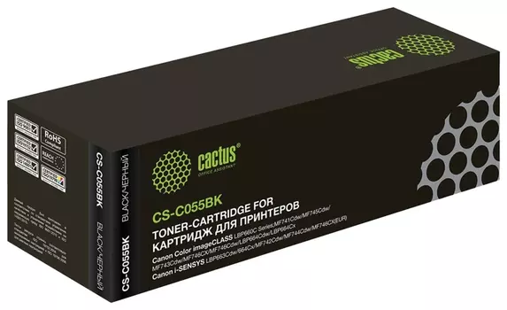 Картридж лазерный Cactus (Cs-c055bk) для Canon Lbp663cdw/664cx/mf746cx/742cd, черный, ресурс 2300 страниц