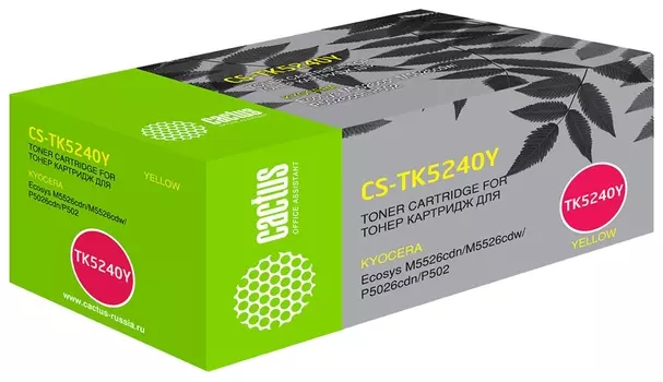 Картридж лазерный Cactus (Cs-tk5240y) для Kyocera M5526cdn/m5526cdw/p5026cdn, желтый, ресурс 3000 страниц