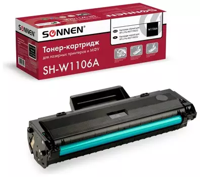 Картридж лазерный Sonnen (Sh-w1106a) С чипом для HP Laser107/135 высшее качество, черный, 1000 страниц, 363970