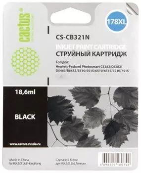 Картридж струйный Cactus (Cs-cb321/n) для Hp Photosmart 5510/6510/7510, черный