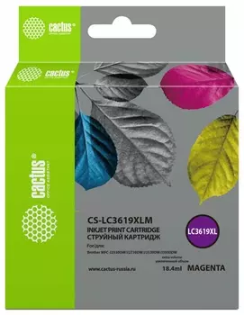 Картридж струйный Cactus (Cs-lc3619xlm) для Brother Mfc-j2330dw/j3530dw/j3930d, пурпурный, ресурс 1500 стр.