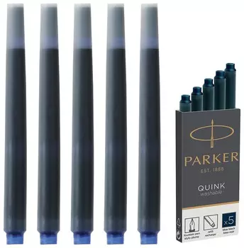 Картриджи чернильные Parker "Cartridge Quink", комплект 5 шт., темно-синие