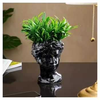 Кашпо "Афина", чёрный мрамор, 19 см