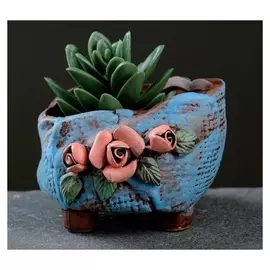 Кашпо-бонсайница "Зеленый букет" на ножках, 9*10*7см