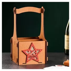 Кашпо деревянное "23 февраля. звезда" 15,5х16,5х29 см