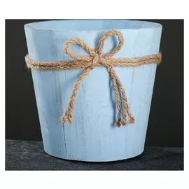 Кашпо деревянное круглое с бантиком 16*15см