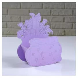 Кашпо деревянное "Подарок яркий" сиреневый