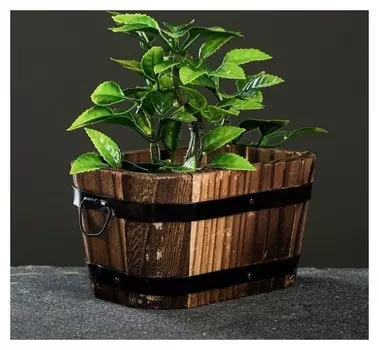 Кашпо деревянное прямоугольное 14*8*10см