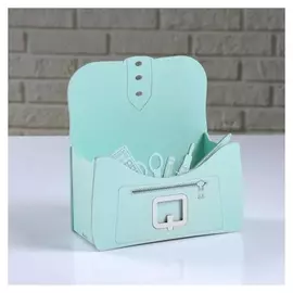 Кашпо деревянное "Рюкзачок открытый", мятный, 20×9×21 см