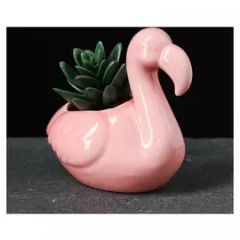 Кашпо фигурное "Фламинго" розовое 13*12см