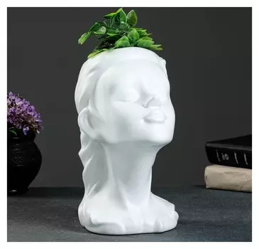 Кашпо фигурное "Голова девушки", белое 26х19х15 см