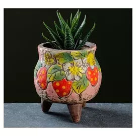 Кашпо фигурное "Клубника"на ножках круглое, 10*7*7см
