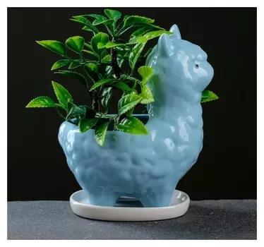 Кашпо фигурное "Лама" голубое 15*8*12см