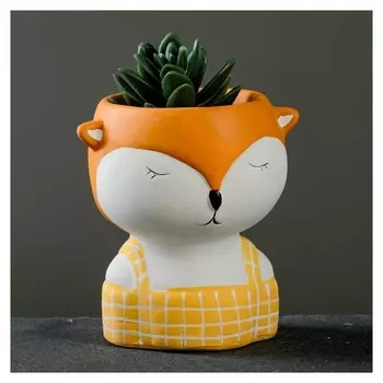 Кашпо фигурное "Лисичка", оранжевое 6,5*10*11см