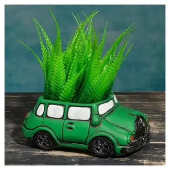 Кашпо фигурное "Машинка" зеленое, 15*9*6см