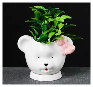 Кашпо фигурное "Медвежонок" 13*9*10см белое