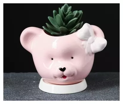 Кашпо фигурное "Медвежонок" 13*9*10см розовое