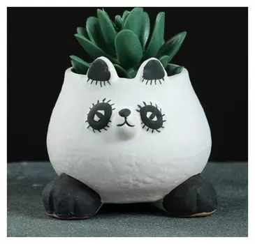 Кашпо фигурное "Панда", белое 9*9*8,4см