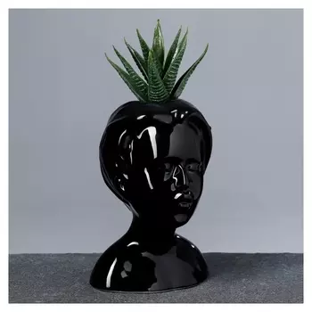 Кашпо фигурное "Поцелуй мальчик" 14*10*9см черное