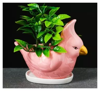 Кашпо фигурное "Попугай" 15*8*12см розовое