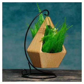 Кашпо фигурное "Призма", бежевое, на подставке 12*8,5*14см