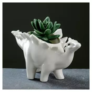 Кашпо фигурное "Стегозавр" белое 19*8*10см