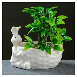 Кашпо фигурное "Заяц с корзинкой" 13*9,5см