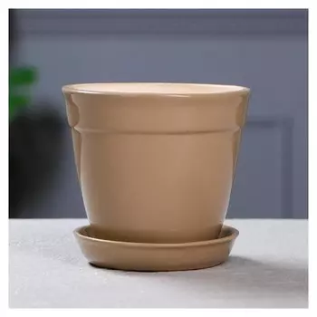 Кашпо "Глория" 0,5 л, глянец, капучино