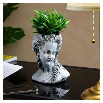 Кашпо "Голова", камень, 21х14х17 см, 1 л