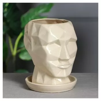 Кашпо "Кай" бежевая, глянец