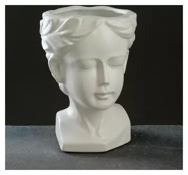 Кашпо керамические "Голова" белое 20*14см