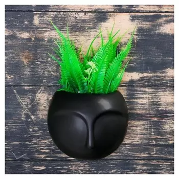 Кашпо керамические настенное "Силуэт" черное 11*6см