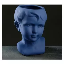 Кашпо керамическое "Голова" голубое 22*15см