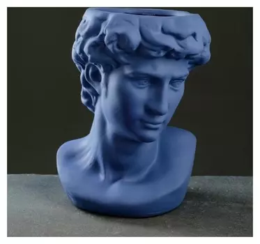 Кашпо керамическое "Голова" синий, 25*18см