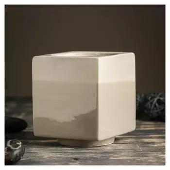 Кашпо керамическое "Куб" серое 11*11*13 см