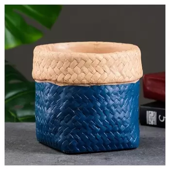 Кашпо керамическое мешок" 14*14*13см, синее