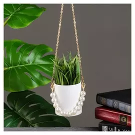 Кашпо керамическое подвесное 19*8см, белое