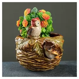 Кашпо керамическое "Сова на ветке" 15*15см