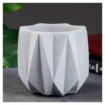 Кашпо керамическое треугольники 13*13*12см серое