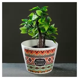 Кашпо керамическое "Узоры", конус, 13*10см