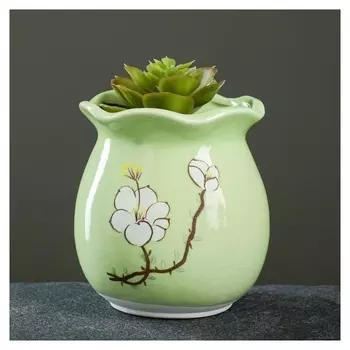 Кашпо керамическое "Ветка сакуры" 10*10*10см