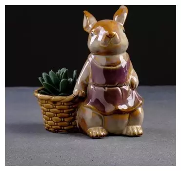 Кашпо керамическое "Зайчиха с корзинкой"