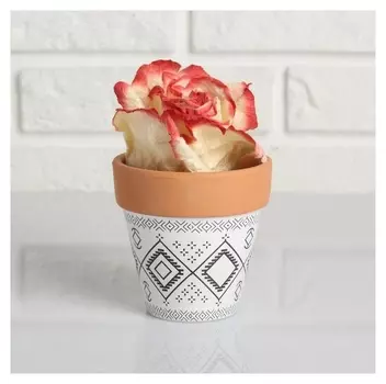 Кашпо керамиеское терракот с узором 9*9см рисунок