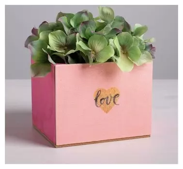 Кашпо квадрат одиночное без ручки Love
