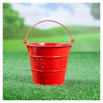 Кашпо "Ведерко" 9,5*9,5*9,5 см красное
