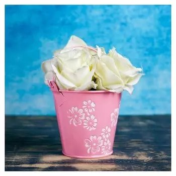 Кашпо-ведёрко оцинкованное "Нежный цветок"
