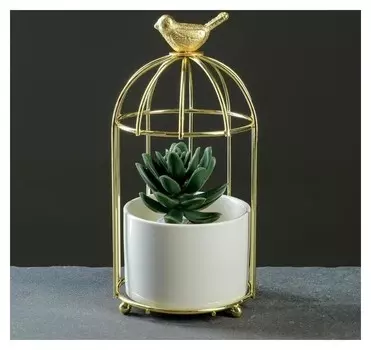 Кашпо "Золотая клетка" 20*9*9см